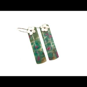 Ruby and Zoisite Gemstone Earrings